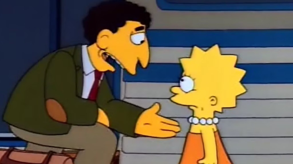 Lisa and Mr Bergstrom in The Simpsons