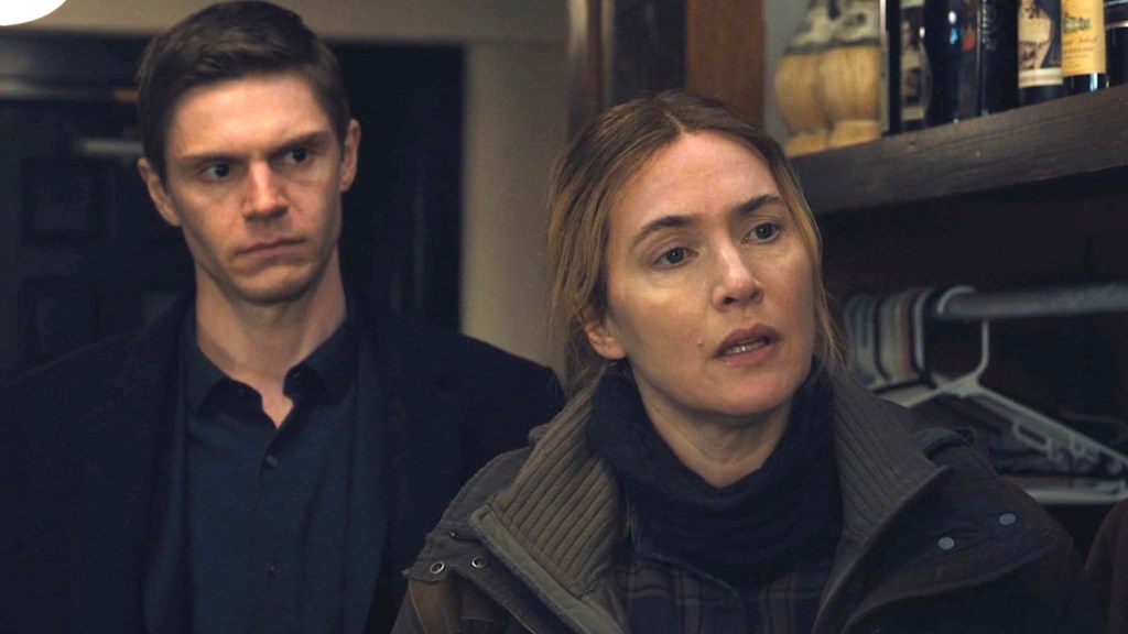 Evan Peters and Kate Winslet in Mare of Easttown