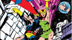 Cyclops and Jean Grey fighting on the moon in "The Dark Phoenix Saga"