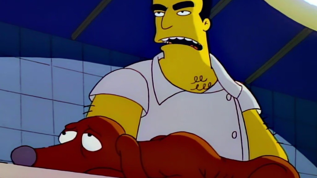 Santa's Little Helper looking unwell in Dog of Death The Simpsons